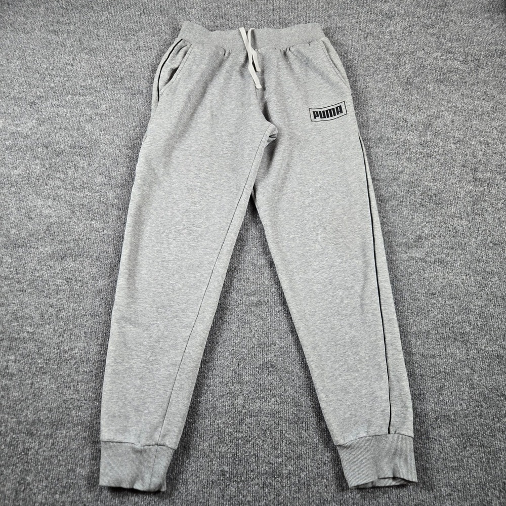 Puma Jogger Sweatpants Mens Small Gray Fleece Athletic 683114-02